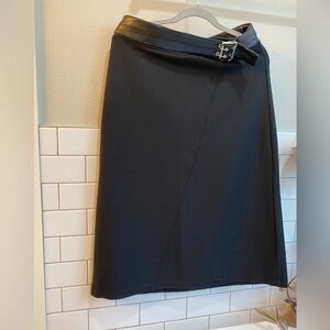 Marc New York Black A-Line Skirt with faux Leather Trim